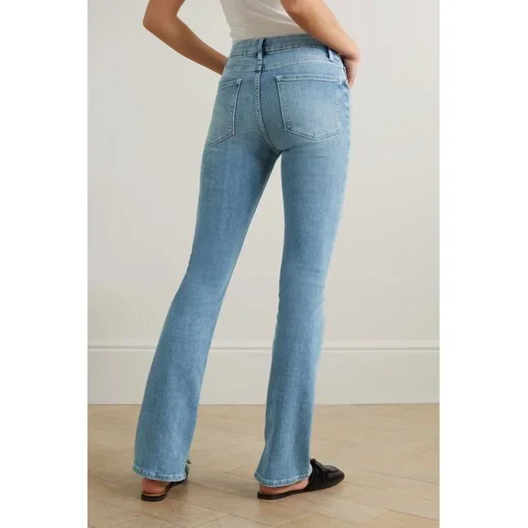Frame Le Mini Split Hem Mid-Rise Bootcut Jeans Light Blue